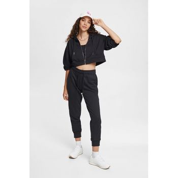 Hanorac crop relaxed fit cu fermoar ieftin