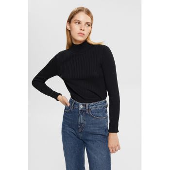 Pulover din amestec de bumbac cu aspect striat