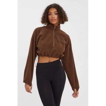 Bluza sport crop din fleece