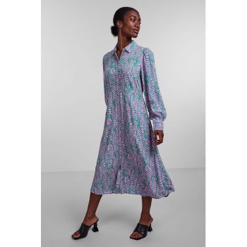 Rochie-camasa cu imprimeu abstract Leafo