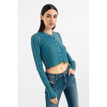 Bluza crop cu cusaturi contrastante Ribyel