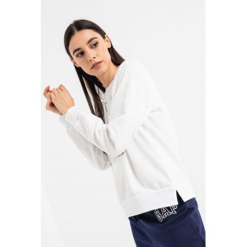 Bluza sport cu decolteu la baza gatului si logo supradimensionat