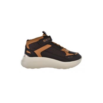 Pantofi sport din piele ecologica cu talpa wedge si garnituri contrastante