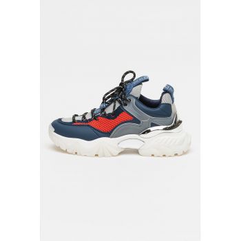 Pantofi sport low cut cu garnituri din piele ecologica