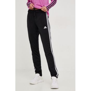 adidas pantaloni de trening femei, culoarea negru, cu imprimeu de firma original