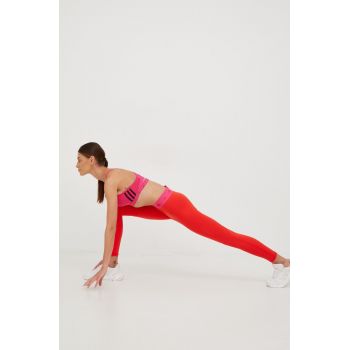 adidas Performance leggins de antrenament Techfit femei, culoarea rosu, neted ieftini