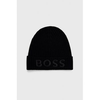 BOSS caciula de lana culoarea negru, de lana