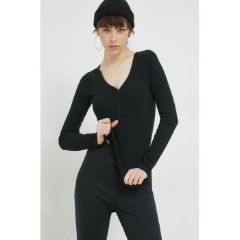 Hollister Co. longsleeve femei, culoarea negru