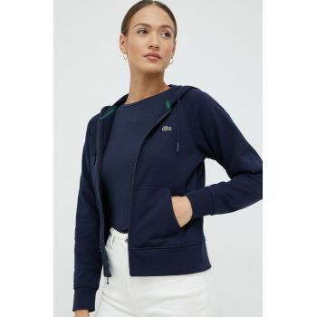 Lacoste bluza femei, culoarea albastru marin, neted de firma original