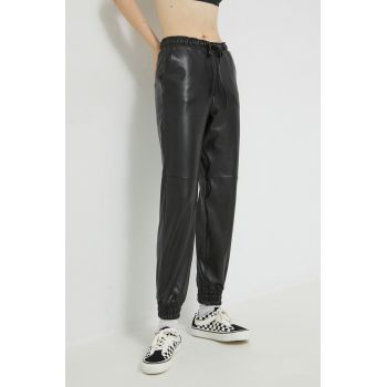 Abercrombie & Fitch pantaloni femei, culoarea negru, high waist