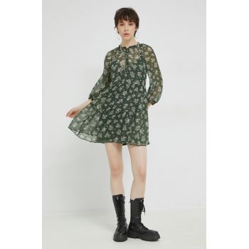 Abercrombie & Fitch rochie culoarea verde, mini, evazati