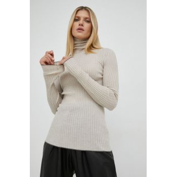 By Malene Birger pulover de lana Reyne femei, culoarea bej, light, cu guler de firma original