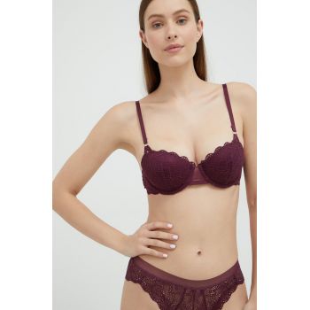 Dkny sutien culoarea violet, dantela, neted de firma original