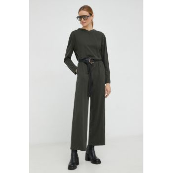 G-Star Raw salopeta din bumbac culoarea verde, bumbac, cu decolteu in v