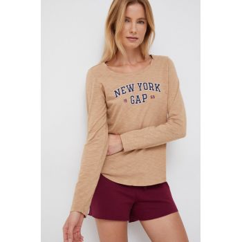 GAP longsleeve din bumbac culoarea bej