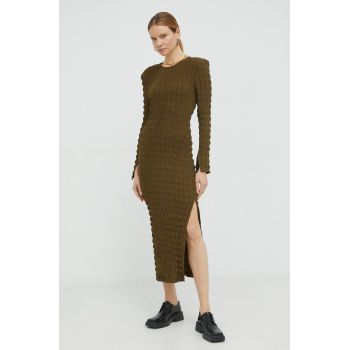 Gestuz rochie Alleny culoarea verde, midi, mulata