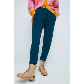 Medicine pantaloni de trening femei, culoarea verde, neted