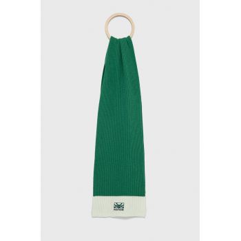 United Colors of Benetton esarfa din amestec de lana culoarea verde, neted