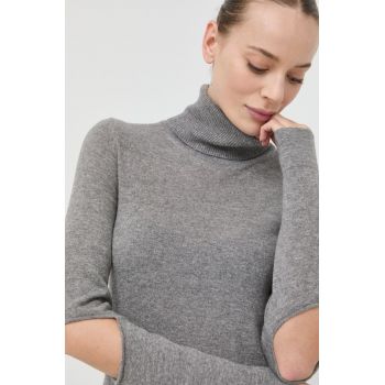 Beatrice B pulover de lana femei, culoarea gri, light, cu guler de firma original