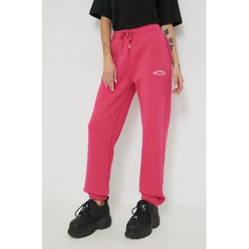 Juicy Couture pantaloni de trening femei, culoarea roz, neted de firma original