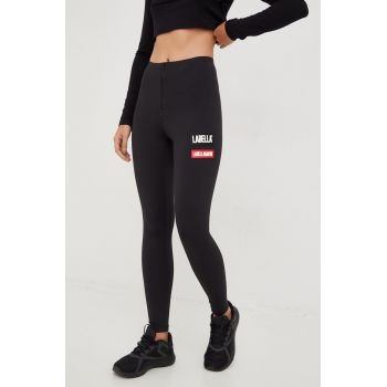 LaBellaMafia leggins de antrenament Go On femei, culoarea negru, neted