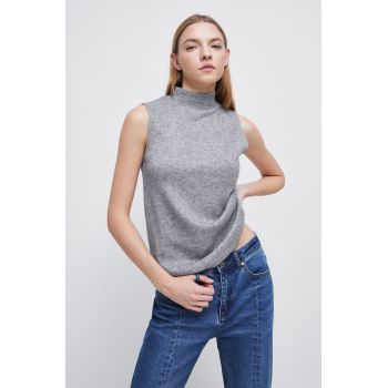 Medicine top femei, culoarea gri, cu turtleneck