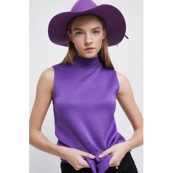 Medicine top femei, culoarea violet, cu turtleneck