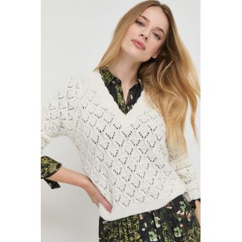 Morgan pulover din amestec de lana femei, culoarea bej, light
