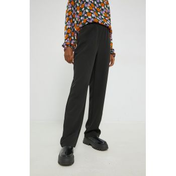 Only pantaloni femei, culoarea negru, drept, high waist
