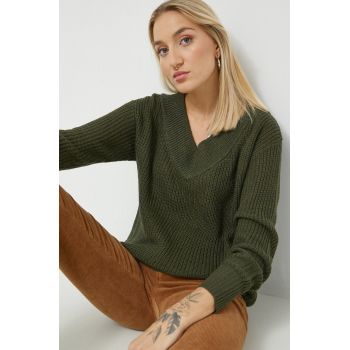 Only pulover femei, culoarea verde,