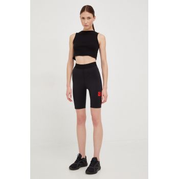 Puma pantaloni scurți de antrenament X Vogue femei, culoarea negru, cu imprimeu, high waist 535080-01