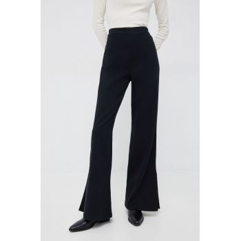 United Colors of Benetton pantaloni femei, culoarea negru, lat, high waist