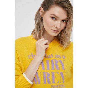 United Colors of Benetton pulover din amestec de lana X Pantone femei, culoarea galben,