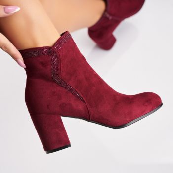 Botine dama Imblanite Bordo din Piele Ecologica Intoarsa Eleni A3063