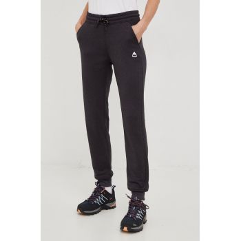 Burton pantaloni de trening femei, culoarea gri, neted ieftin