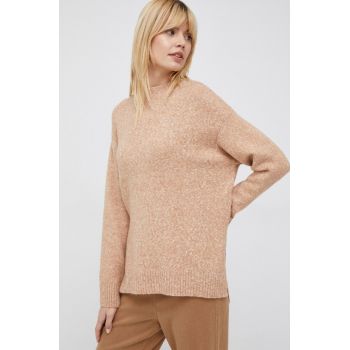 United Colors of Benetton pulover din amestec de lana femei, culoarea bej, cu turtleneck