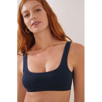 women'secret sutien Soft Baltic culoarea albastru marin, neted