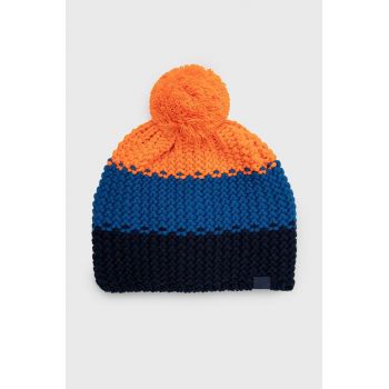 4F caciula din amestec de lana culoarea portocaliu, din tricot gros