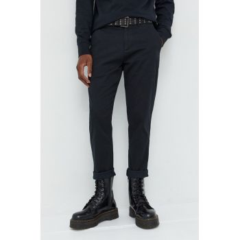 Abercrombie & Fitch pantaloni barbati, culoarea negru, cu fason chinos de firma originali