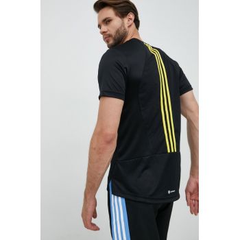 adidas Performance tricou de antrenament Hiit 3-stripes culoarea negru, cu imprimeu