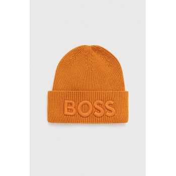 BOSS caciula din amestec de lana Boss Casual culoarea portocaliu, din tricot gros