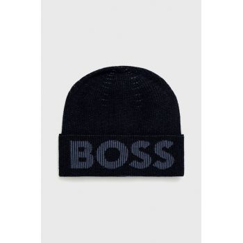 BOSS caciula din amestec de lana culoarea albastru marin,