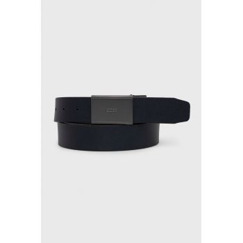 BOSS curea de piele cu doua fete barbati, culoarea negru