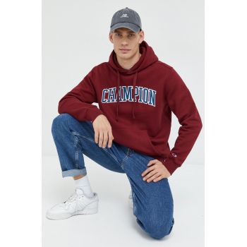 Champion bluza barbati, culoarea bordo, cu glugă, cu imprimeu ieftin