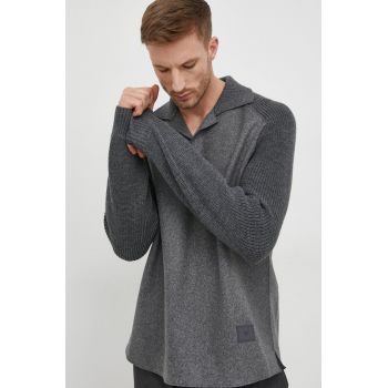 Emporio Armani pulover de lana barbati, culoarea gri, light