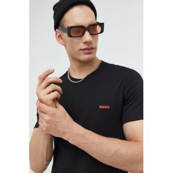 HUGO tricou din bumbac (3-pack) culoarea negru, cu imprimeu