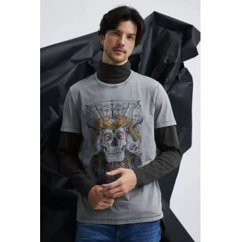 Medicine tricou din bumbac barbati, culoarea gri, cu imprimeu