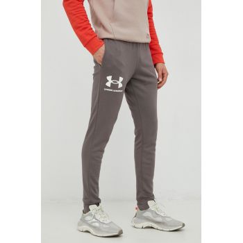 Under Armour pantaloni barbati, culoarea maro, neted 1361642-001