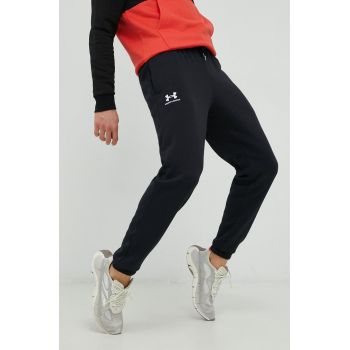 Under Armour pantaloni de trening barbati, culoarea negru, neted