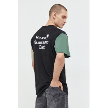 Vans tricou din bumbac culoarea negru, cu imprimeu